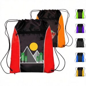 Two Tone Front Pocket w/ Earphone Outlet Drawstring Backpacks
