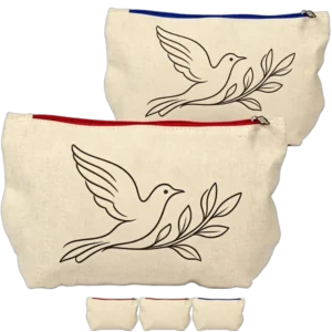 100% Cotton Canvas Travel Kit/Makeup Bag USA Decorated (9.75" x 6")