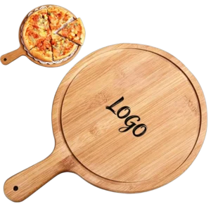 Pizza Peel Round Bamboo Cutting Board With Handle