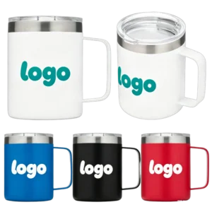 12 oz. Travel Stainless Steel Vacuum Insulated Coffee Mug w/ handle & lid, keeps hot