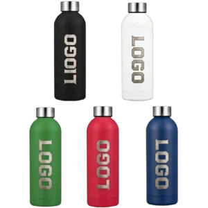 17 oz Double Wall Stainless Steel Sports Water Bottle with a powder-coated body and a screw-on seal