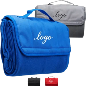 Roll Up Folder Fleece Outdoor Blanket with Packable Woven Handle 45"W x 55"L