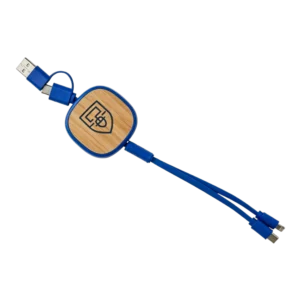Dual Input 3-IN-1 Bamboo Retractable Cable