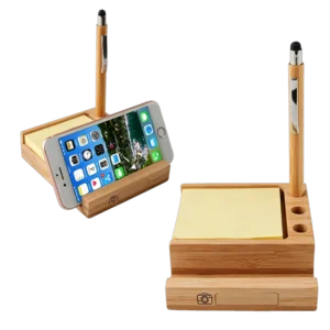 Bamboo Desk Organizer w/Phone Holder