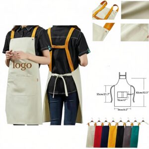Custom Cotton Canvas Cross-Back Apron with Pockets