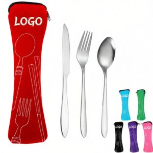 Reusable Flatware Sets Knife Fork Spoon With Carrying Case