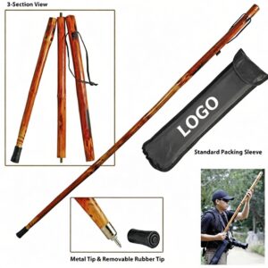 55" 3 Section Wooden Hiking Stick