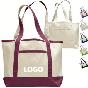 12 oz. Deluxe Shopping Cotton Canvas Tote Bag USA Decorated (18.5" x 12")