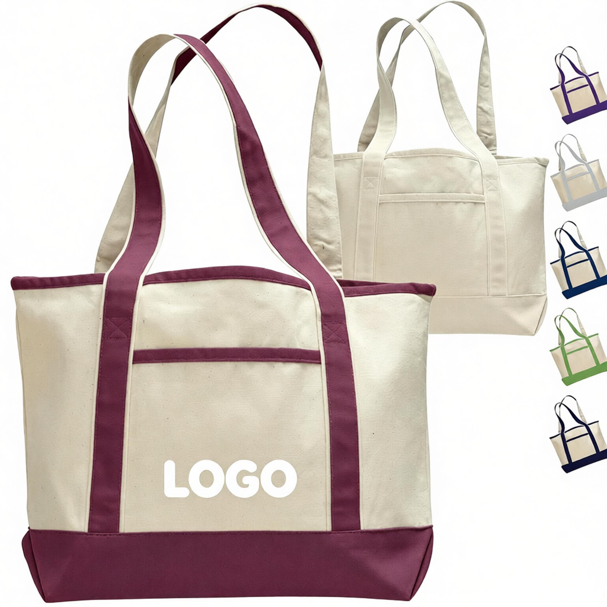 12 oz. Deluxe Shopping Cotton Canvas Tote Bag USA Decorated (18.5" x 12")
