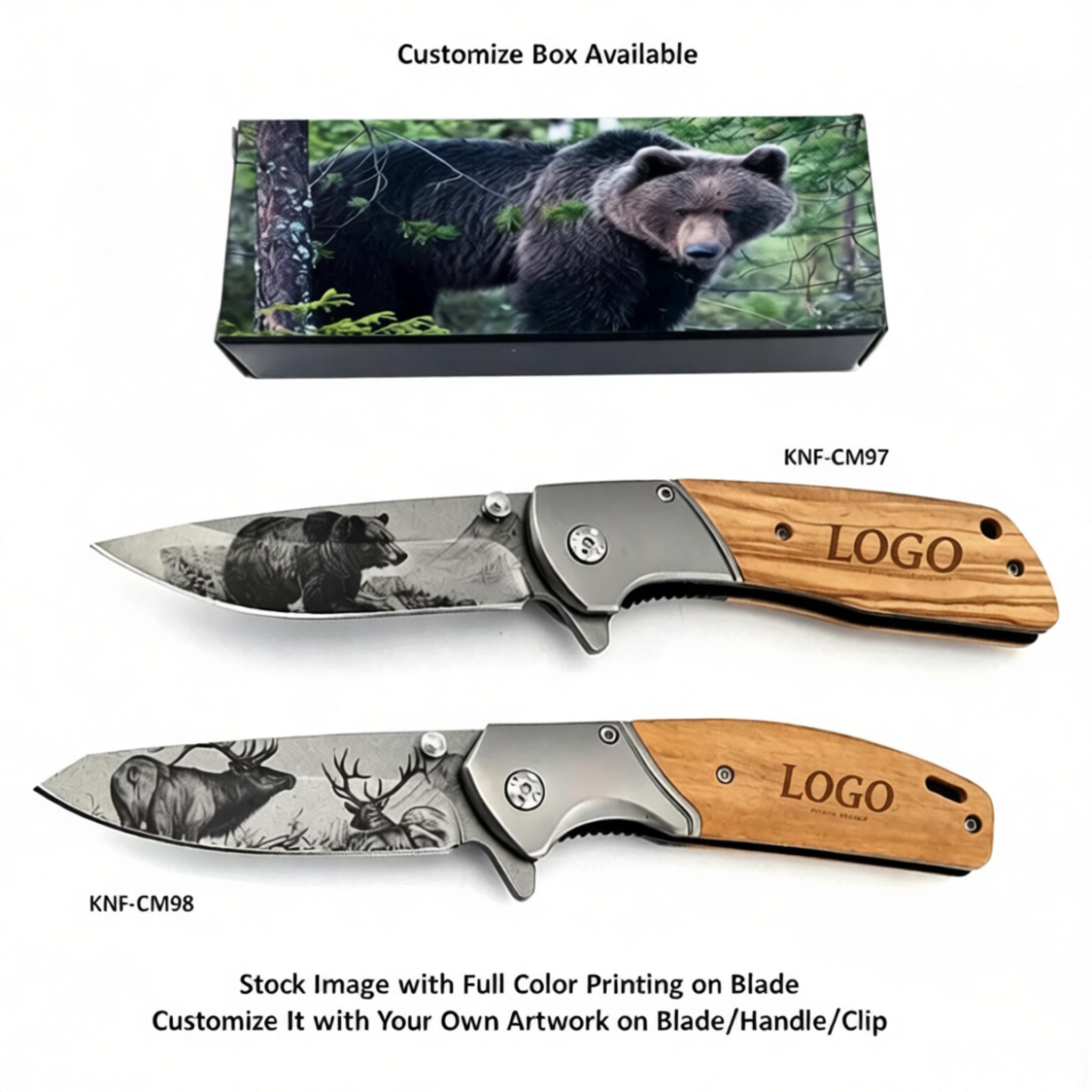ApexBlade - Olivewood Folding Pocket Knife with Stainless Steel Blade – Full-Color & Gift Box Option