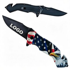 Survival/Rescue Knife with US Flag & Eagle Handle