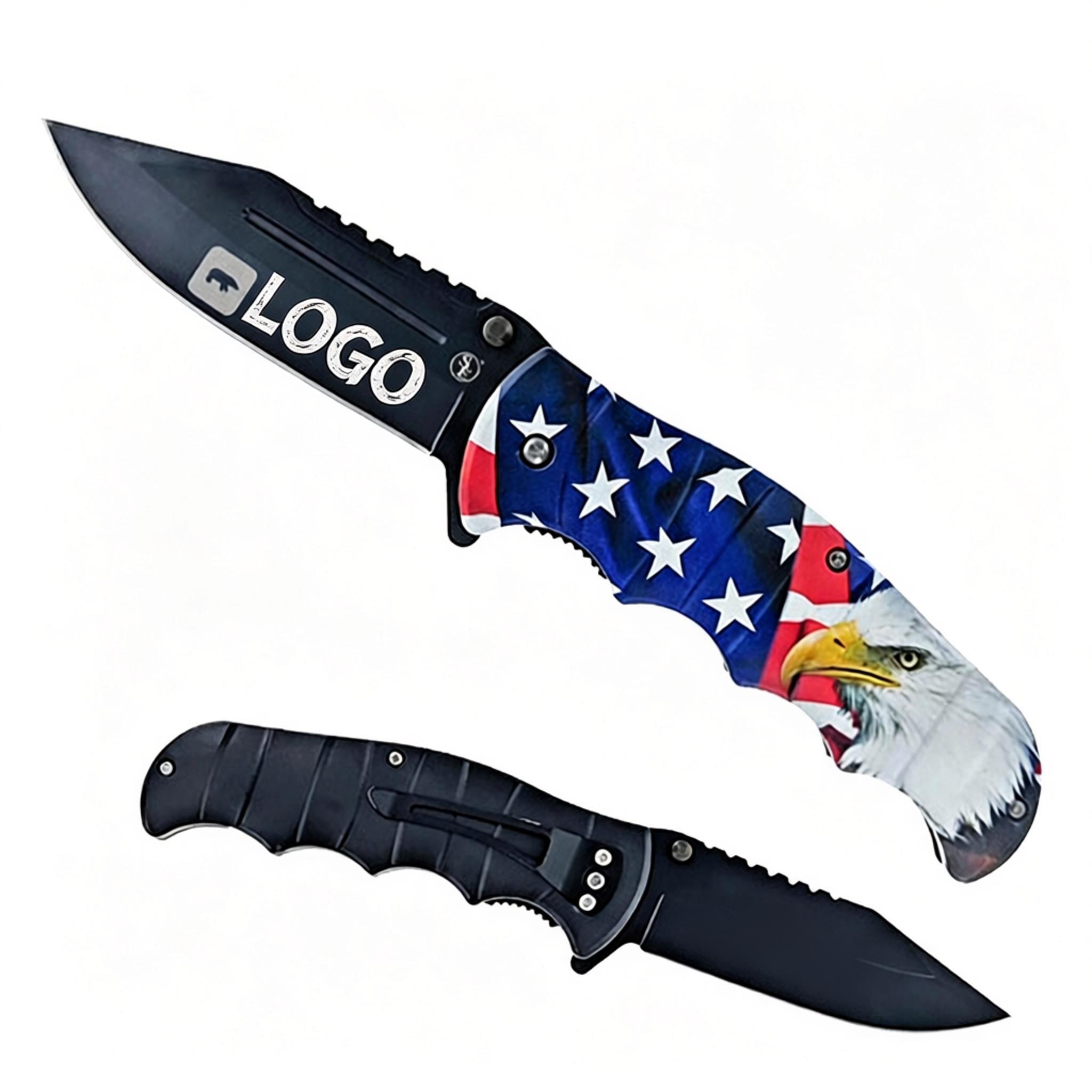 Pocket Knife with US Flag & Eagle Handle