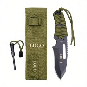 Large Orange Paracord Survival Knife w/Fire Starter