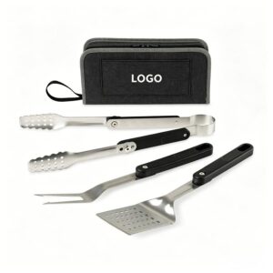 4-Piece Folding Grill Tool Set - Charcoal