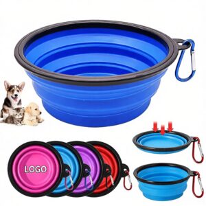Collapsible Silicone Pet Bowl 12oz Portable Travel Feeder with Carabiner