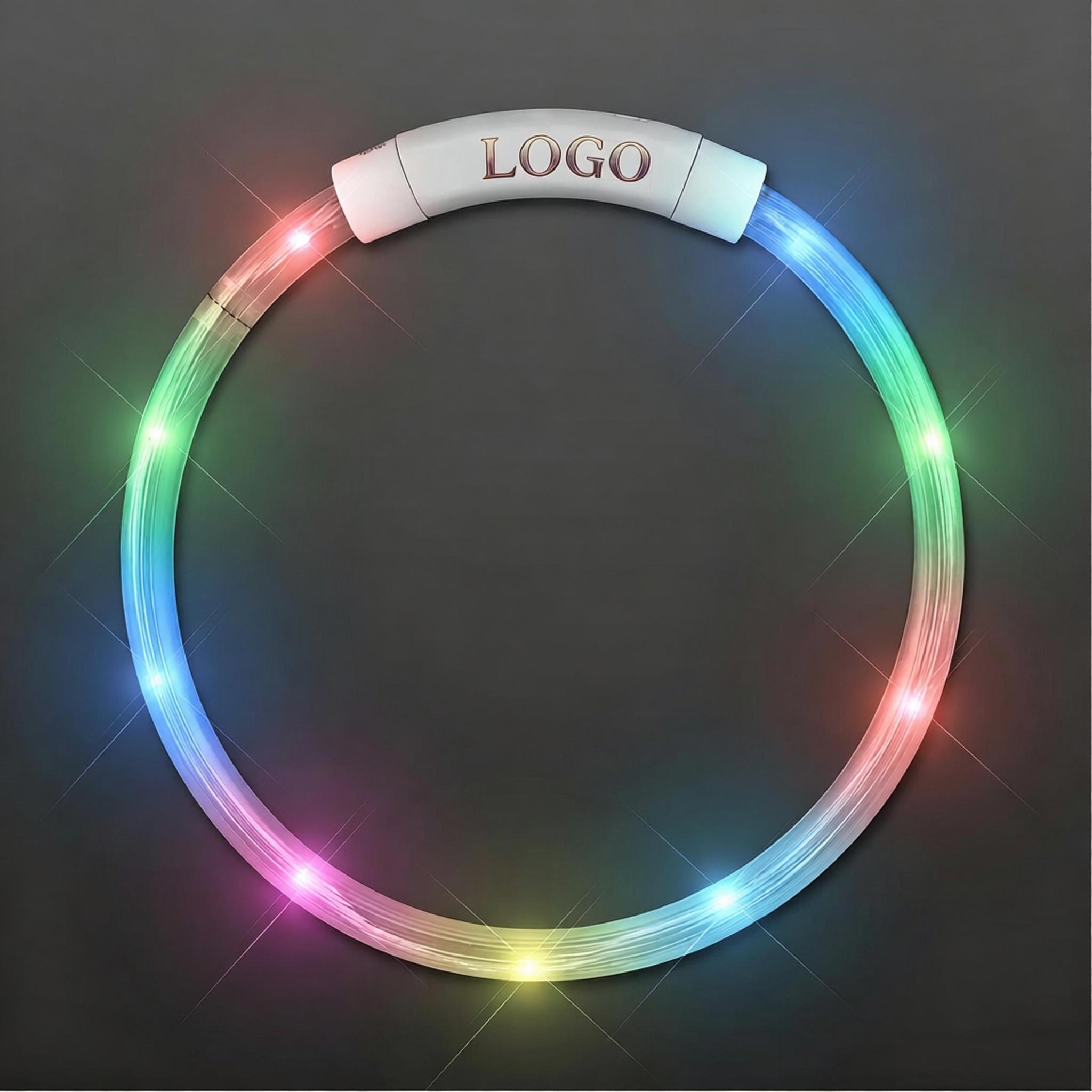 Bright Light Up Dog Collar, Rechargeable 20" - PRINTED