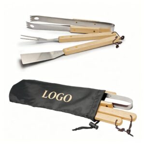 3pc BBQ Grill Tool Set w/ Stainless Steel Utensils & Carrying Bag