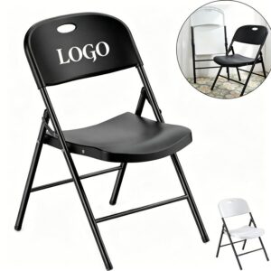 Heavy Duty Plastic Folding Chair with Reinforced Steel Frame for Indoor & Outdoor