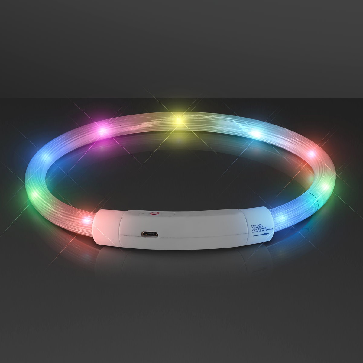 Bright Light Up Dog Collar, Rechargeable 20" - PRINTED - Image 2