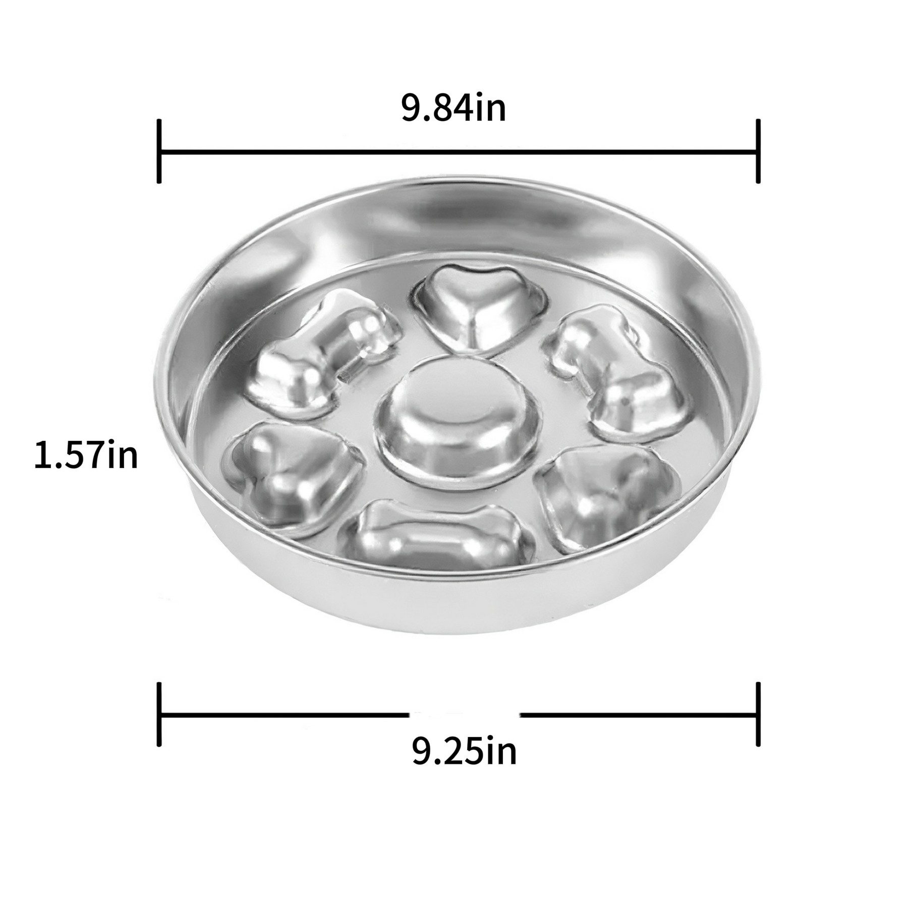 304 Stainless Steel Slow Feeding Bowl for Pets — Heart and Bone Design - Image 2