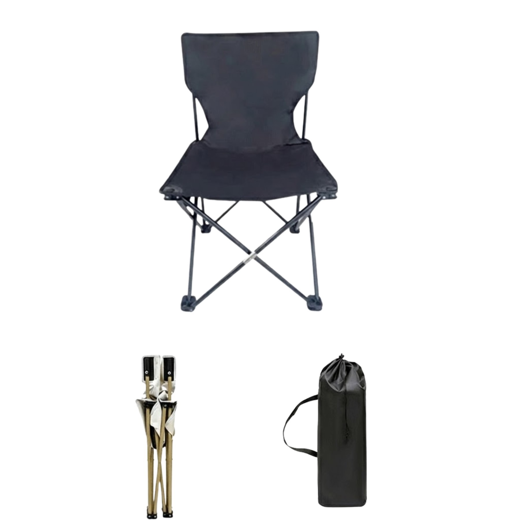 Medium Folding Camp Stool with Backrest & Pocket - Image 2
