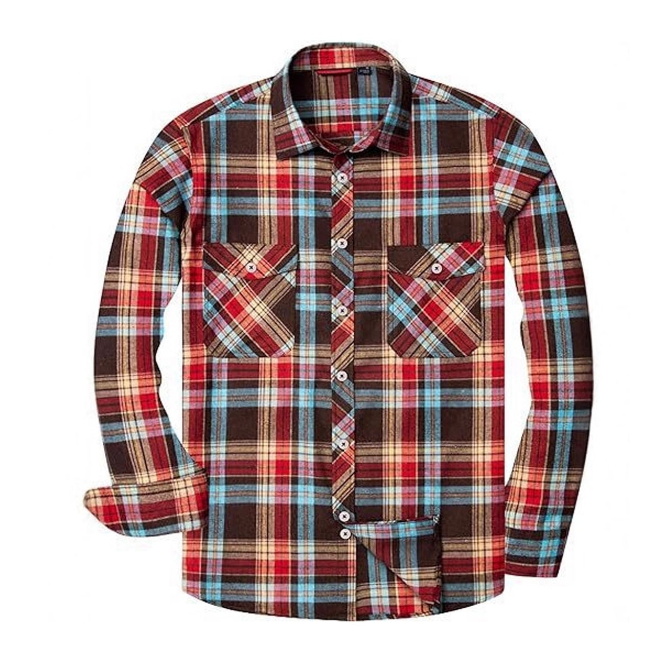 Fashionable Casual Flannel Plaid Shirt - Image 2