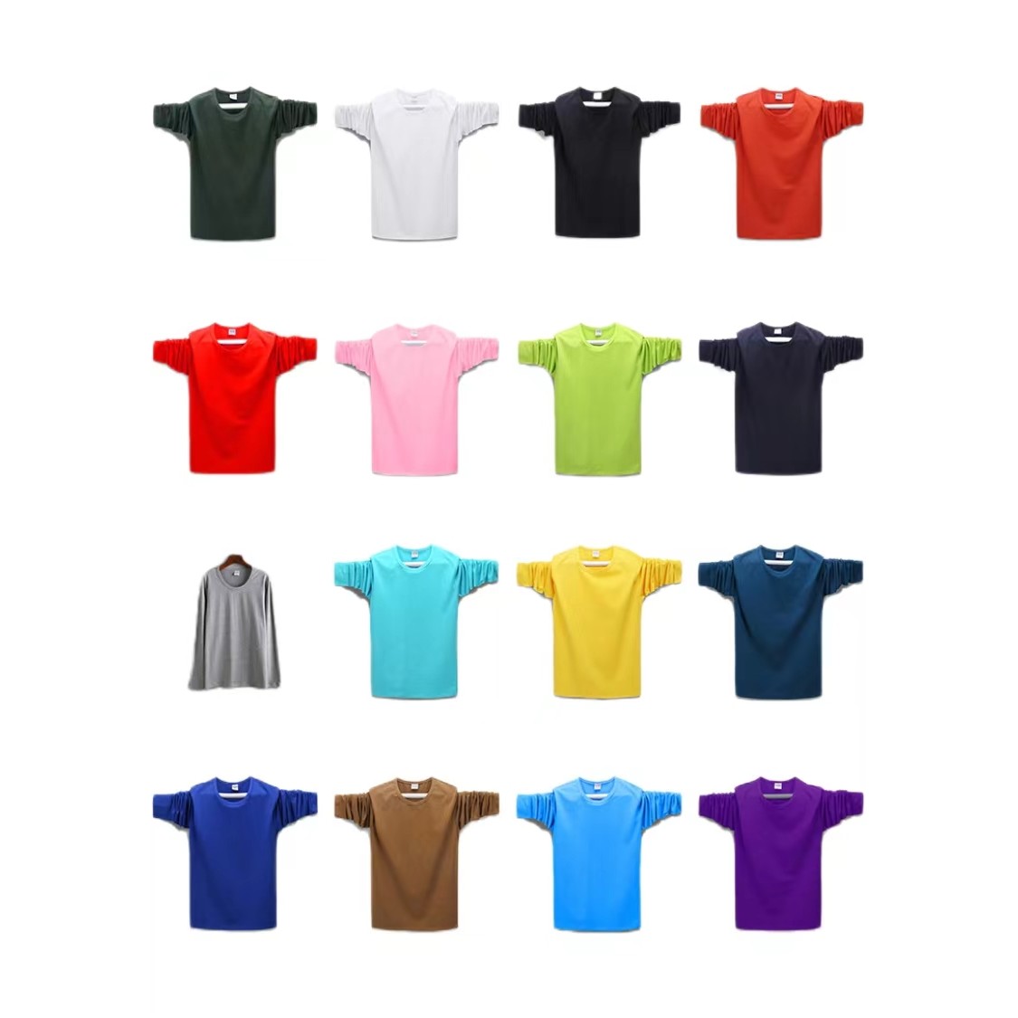 Cotton Long Sleeve Solid Colour T-Shirt - Image 2