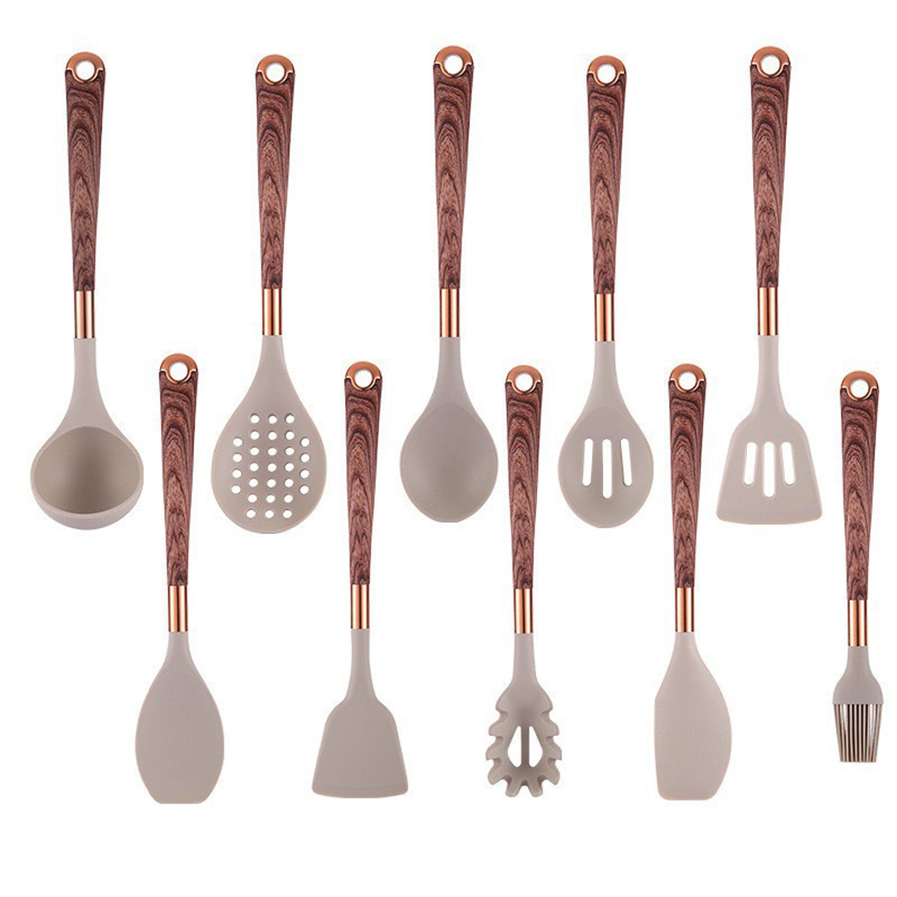 12 Pieces Wood Grain Silicone Cookware - Image 2