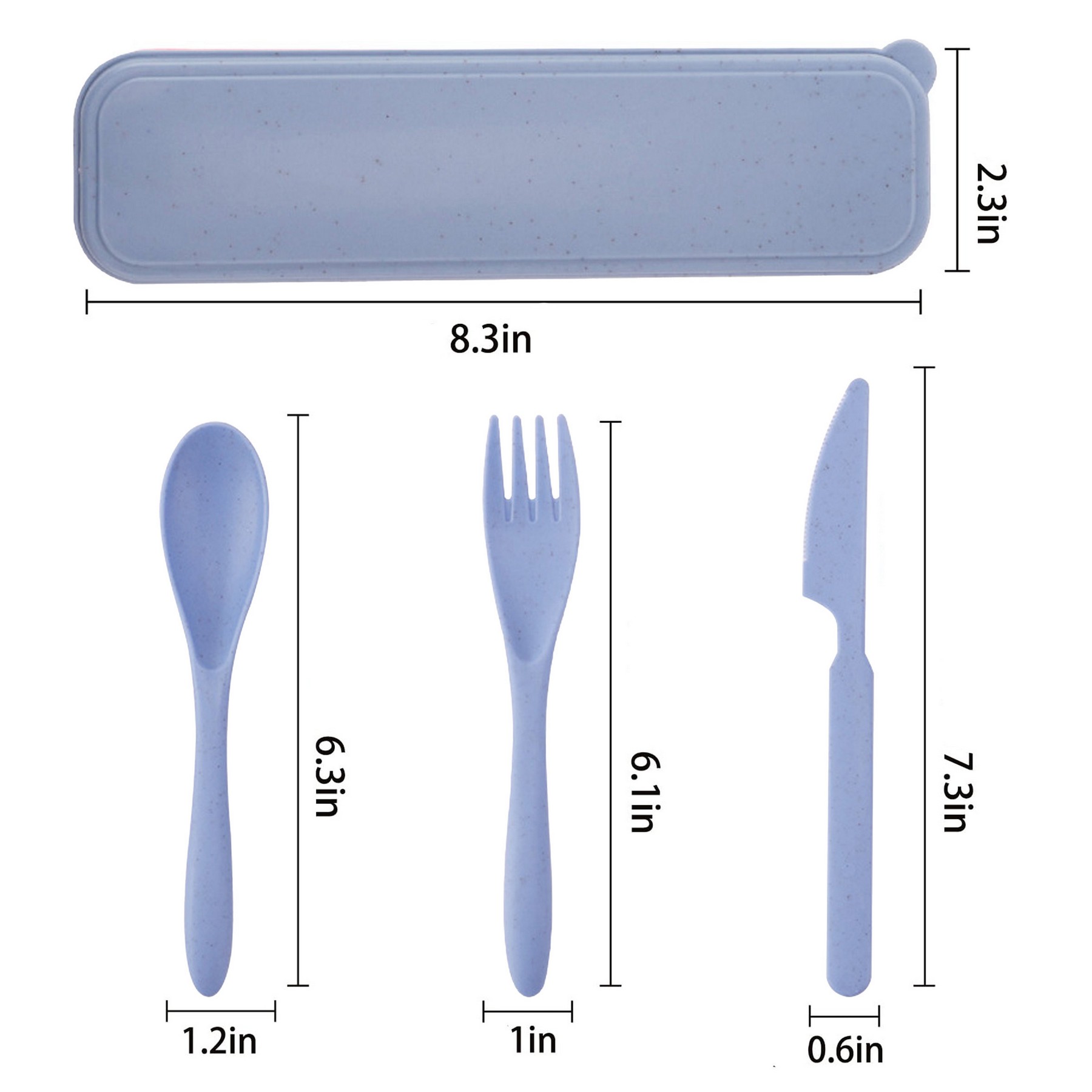 3 Pieces Portable Wheat Straw Cutlery Utensil Set - Image 2