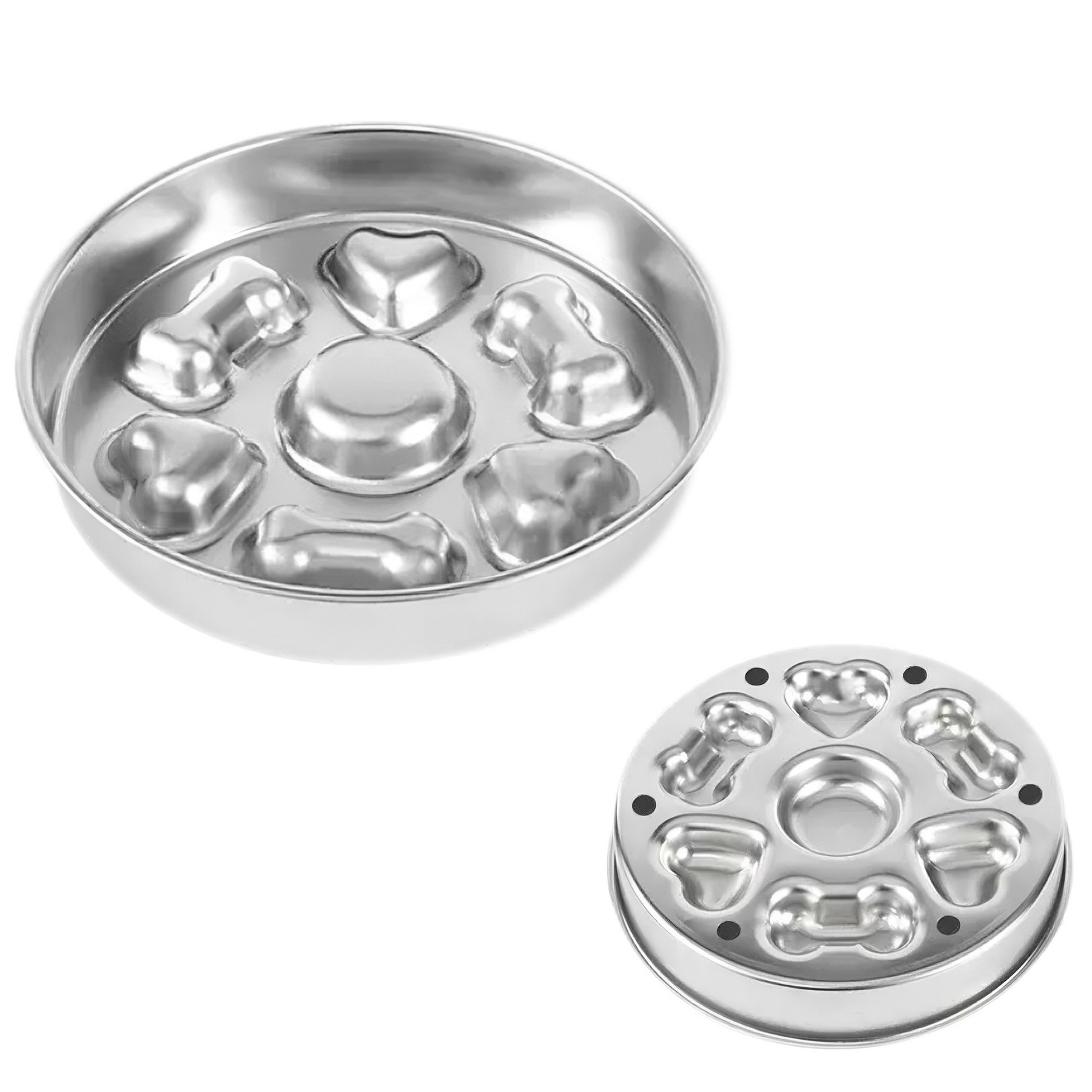 304 Stainless Steel Slow Feeding Bowl for Pets — Heart and Bone Design