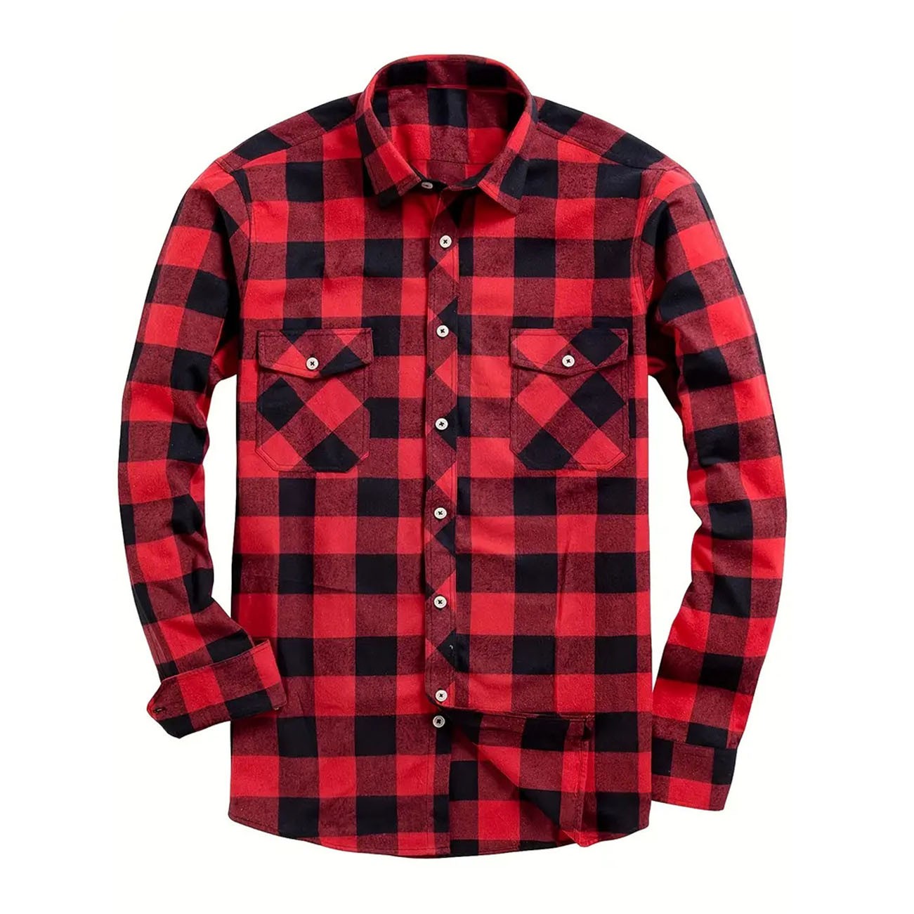 Fashionable Casual Flannel Plaid Shirt - Image 3