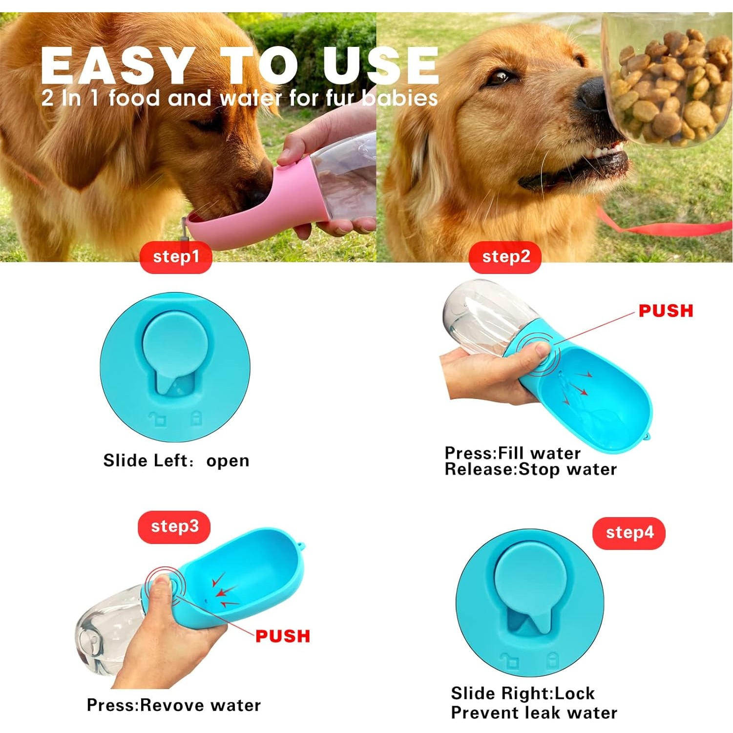 20 oz. Dog Watar Bottle for Outdoor Walking - Image 4