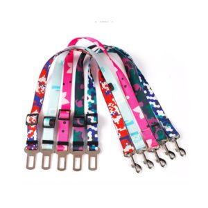 1"W x 24"L Adjustable Dog Safety Sublimation Polyester Seatbelt Leash