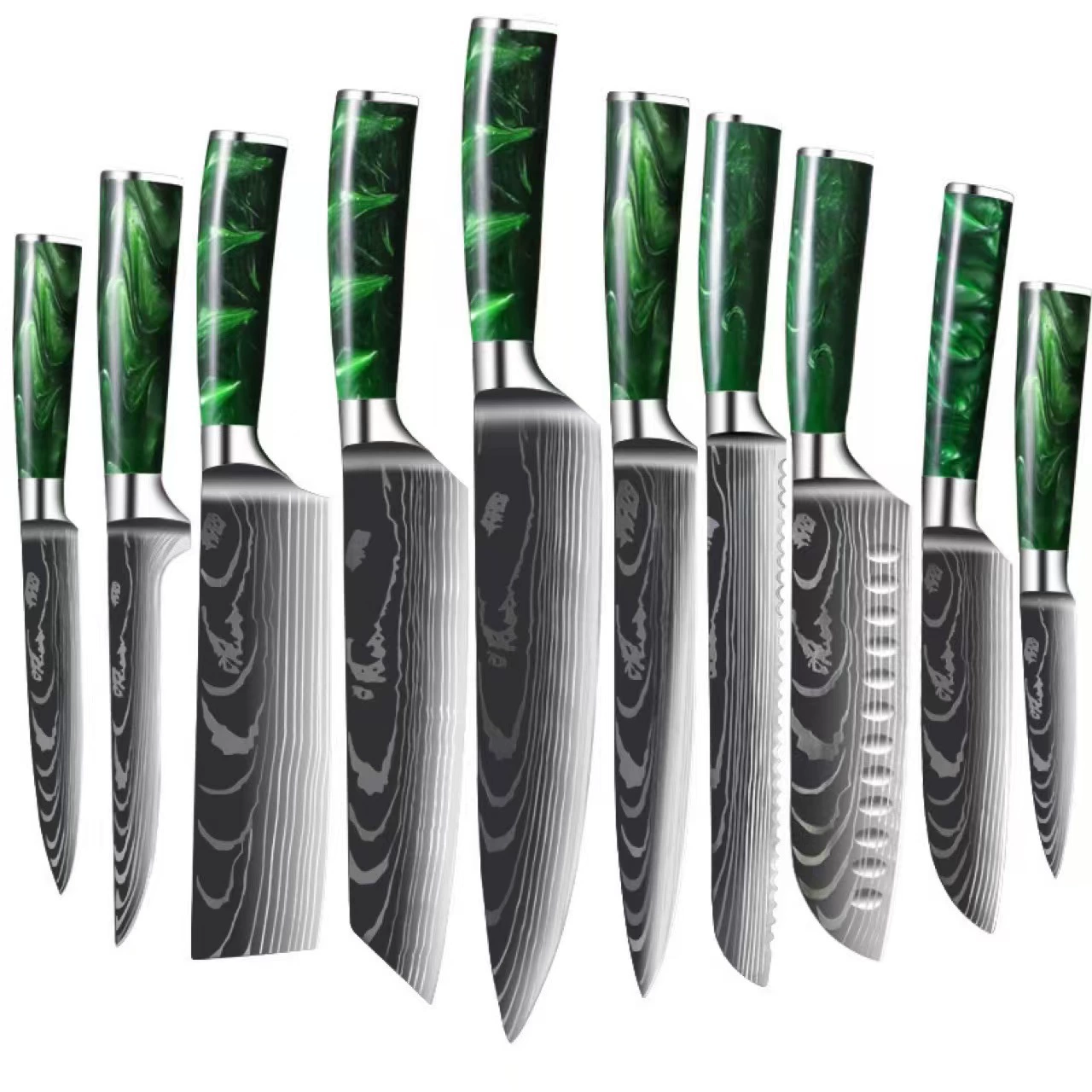 Household Damascus Texture Chef Knife Slicing Cutlery Gift Set - Image 4