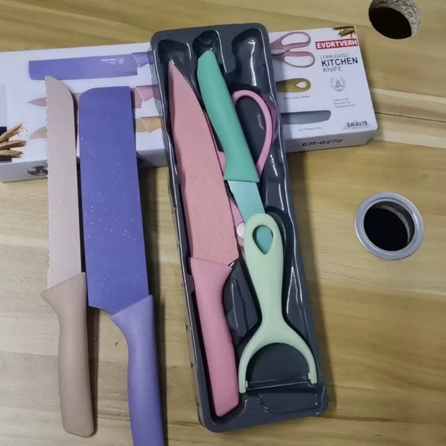 6PC Wheat Straw Kitchen Knife Promo Gift Box Set - Image 3