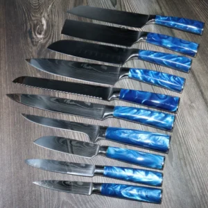 Stainless Japanese Knives Blue Laser Resin Handle Promo Gift Pack