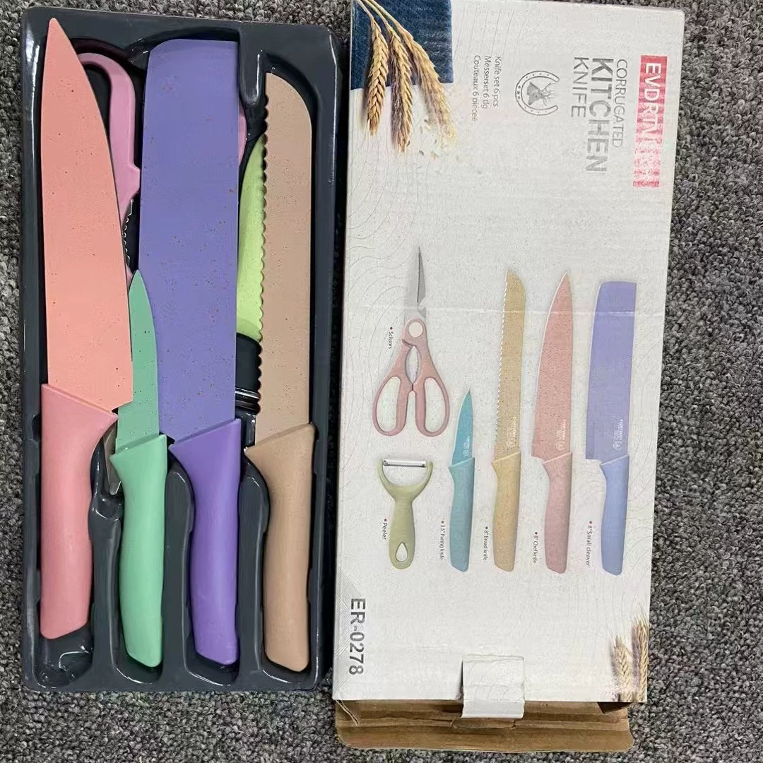 6PC Wheat Straw Kitchen Knife Promo Gift Box Set - Image 4