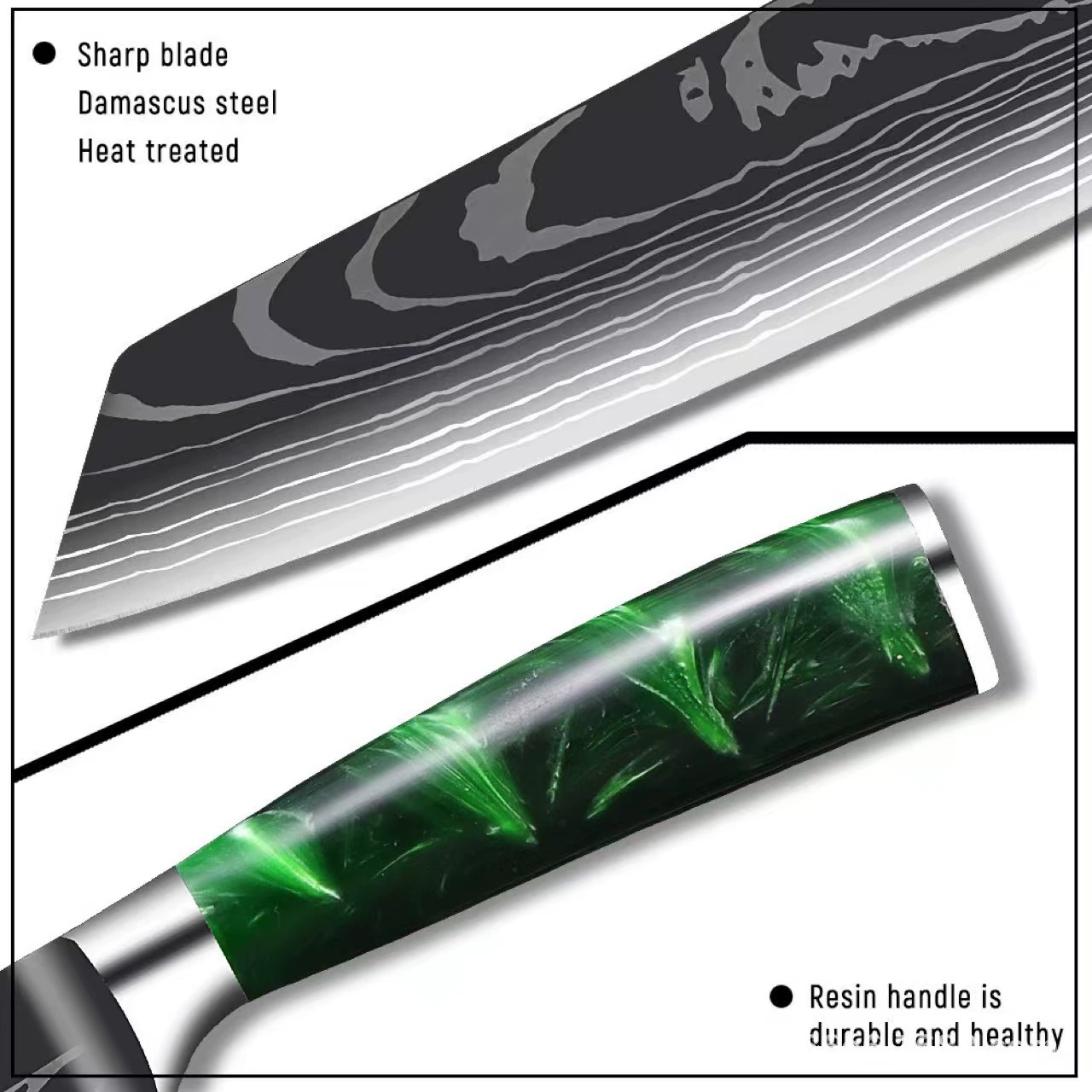 Household Damascus Texture Chef Knife Slicing Cutlery Gift Set - Image 3