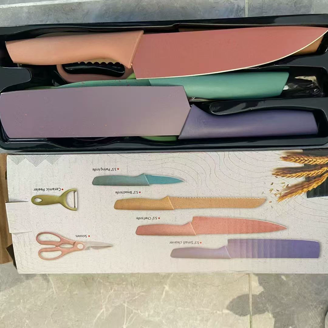 6PC Wheat Straw Kitchen Knife Promo Gift Box Set - Image 5
