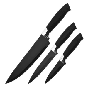 3Pcs Grid Texture Sharp Kitchen Cutlery Set For Meat & Fruit