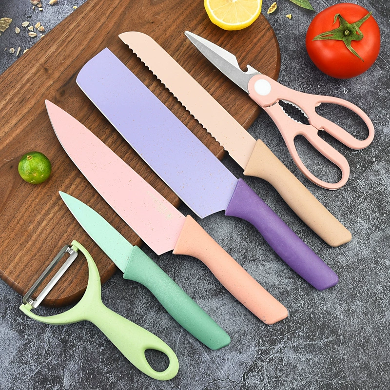 6PC Wheat Straw Kitchen Knife Promo Gift Box Set - Image 2
