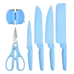 Promo 6Pcs Diamond Pattern Kitchen Cutlery Gift Set With Sharpener